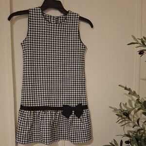 Gymboree Black and White Houndstooth Drop-Waist Dress with Bow